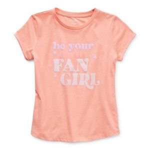 ARIZONA Girls Round Neck Short Sleeve Graphic T-Shirt Classic Coral Size 16